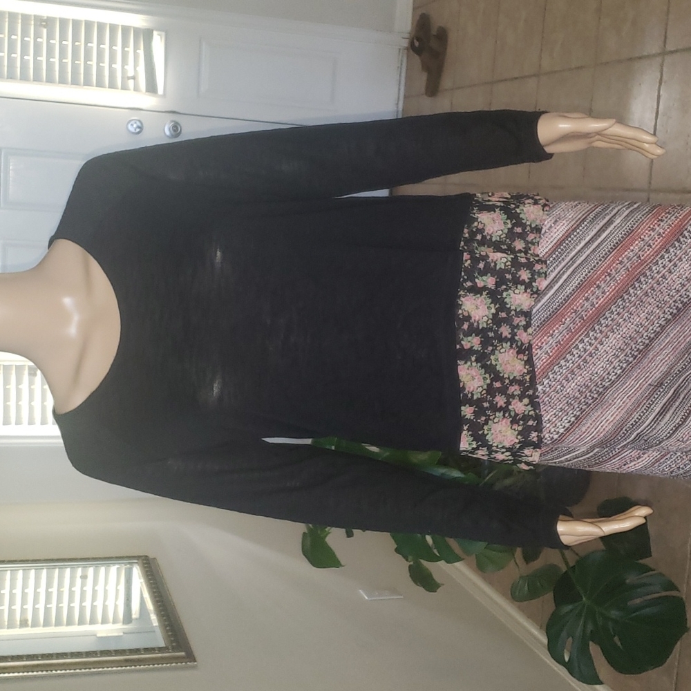 Mossimo Supply m scoopneck layered look sheer floral goddet